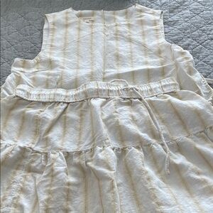 Linen Blend Sleeveless top and skirt in Cream and Tan Stripes